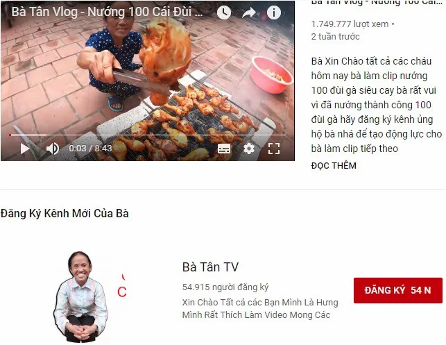   Clip trên youtube của Bà Tân Vlog chủ yếu là về chế biến thức ăn.  