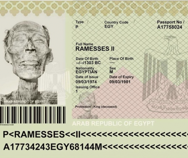   Hộ chiếu của xác ướp Pharaoh Ai Cập cổ đại - Ramesses II  
