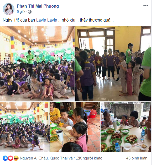   Nữ diễn viên Mai Phương đăng tải hình ảnh nhóc tỳ Lavie cùng các bạn trong ngày 1/6  