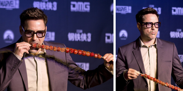   Robert Downey Jr. không thích món hồ lô của Trung Quốc và không thể giấu điều đó trên khuôn mặt  