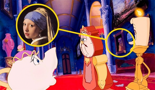  Trong phân cảnh phim Beauty and the Beast có bức tranh nổi tiếng trên tường: Girl with a Pearl Earring  