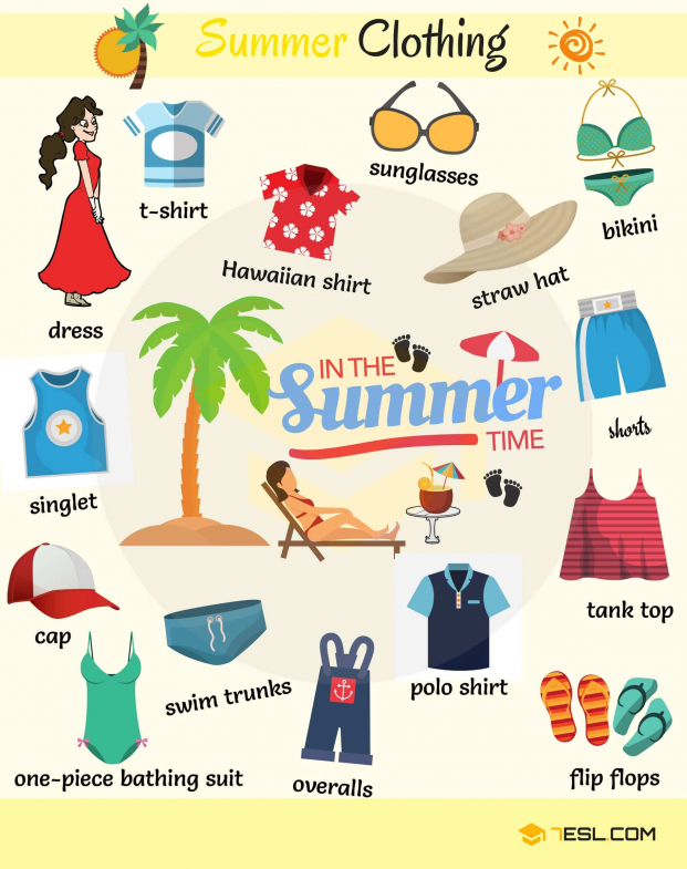 Học tiếng Anh: Từ vựng về trang phục và phụ kiện mùa hè 0