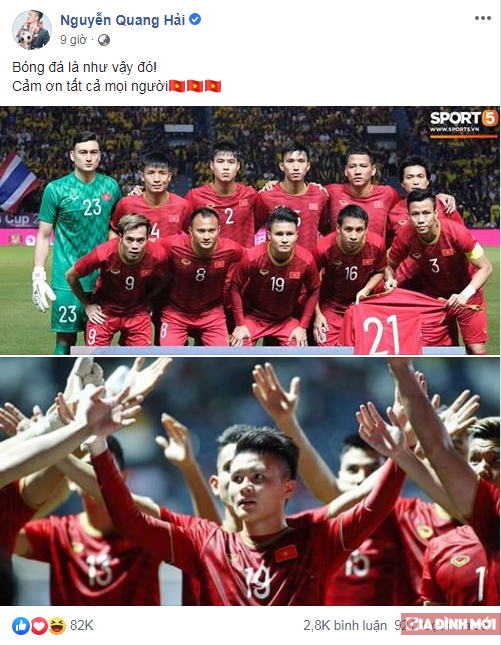 Đánh bại ĐTQG Thái Lan, các cầu thủ Việt Nam đăng gì trên mạng xã hội? 2