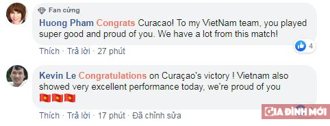   'Chúc mừng Curacao! Việt Nam cũng chơi rất tốt, tôi tự hào vì các bạn' - Bình luận của khán giả Việt Nam  
