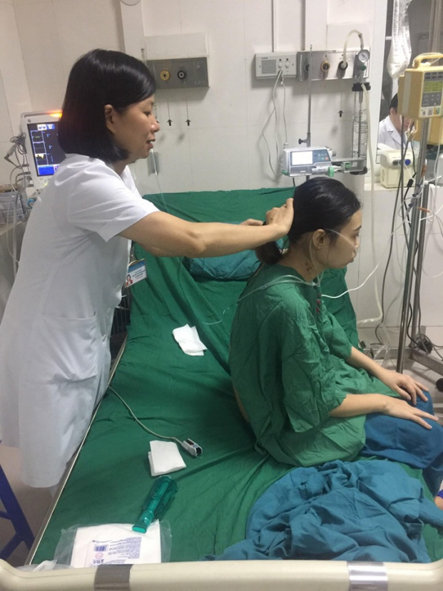   cô gái Lò Thị Chài tại bệnh viện Phổi Trung ương.  
