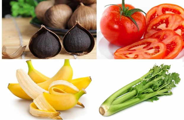   Chuối, cà chua, tỏi đen, cần tây... đều là những thực phẩm giàu dinh dưỡng và giúp kiểm soát huyết áp hiệu quả. Ảnh minh họa  