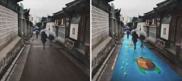 Độc đáo tranh vẽ đường phố chỉ xuất hiện mỗi khi trời mưa 5