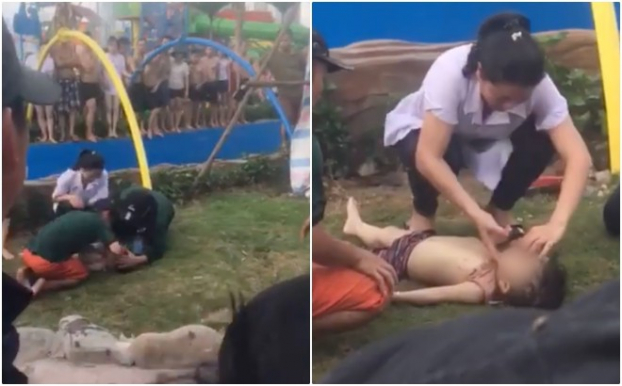   Bé trai bị đuối nước tử vong tại công viên nước Thanh Hà.  