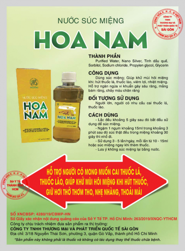 Nước súc miệng Hoa Nam Đạt Danh Hiệu 'Top 100- Sản phẩm, dịch vụ tốt nhất cho gia đình' 2