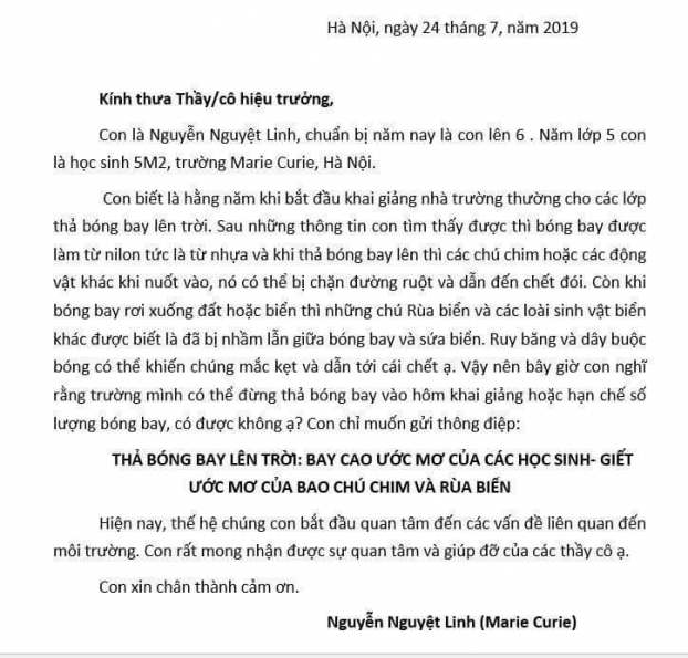   Bức thư Nguyệt Linh viết và chia sẻ trên mạng xã hội.  