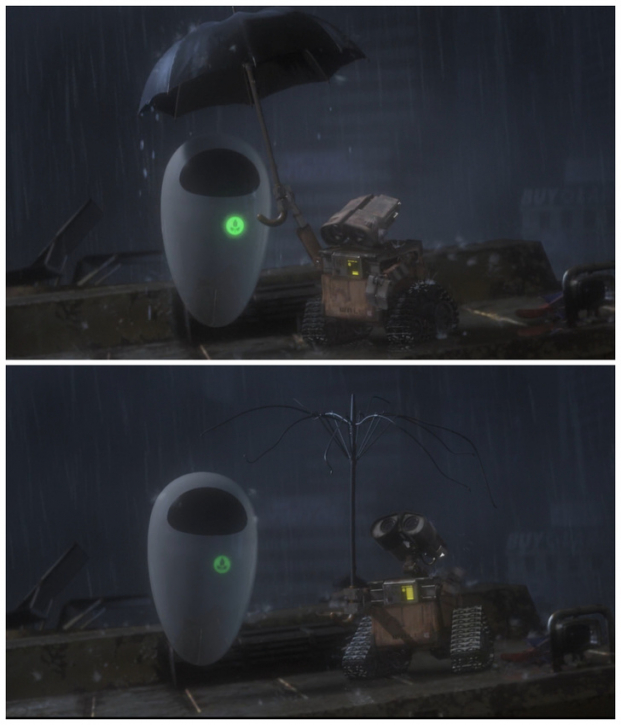   Trong WALL-E (2008), sau khi sét đánh vào cây ô mà WALL-E đang cầm, điện từ tia sét đã sạc đầy pin cho cậu  