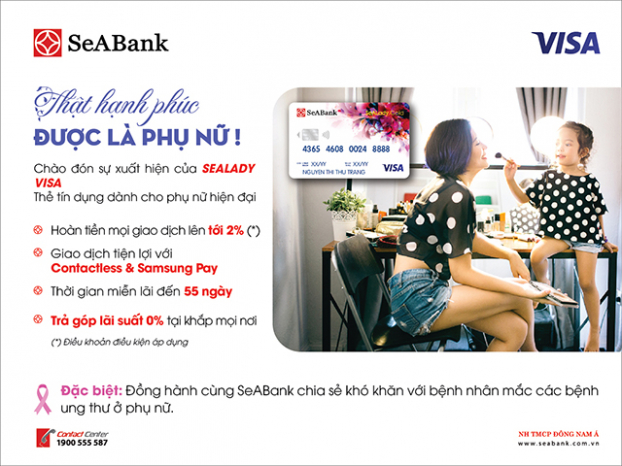 SeABank ra mắt thẻ SeALady Cashback Visa với ưu đãi hoàn tiền tới 2% mọi giao dịch 0