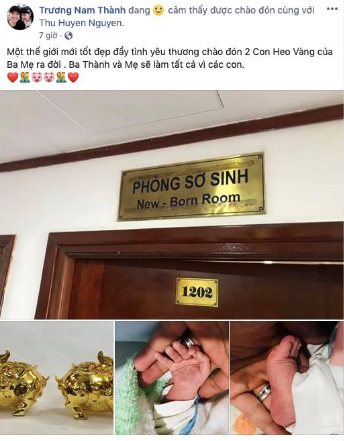 Tin tức sao Việt 14/8: Trương Nam Thành hạnh phúc đón con sinh đôi chào đời 3