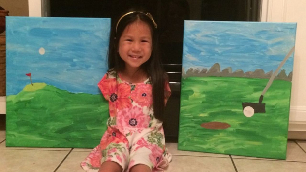   Cô bé 4 tuổi không tay, vẽ tranh bằng chân được lên truyền hình Mỹ  