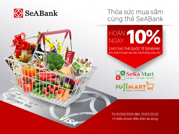 Hoàn tiền cho chủ thẻ quốc tế SeAbank tại Fuji Mart và Seika Mart trên toàn quốc 0