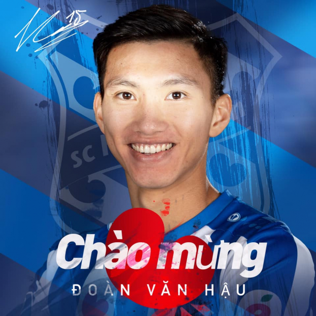   Bức ảnh do Fanpage chính thức của SC Heerenveen viết bằng tiếng Việt: 'Chào mừng Đoàn Văn Hậu'  