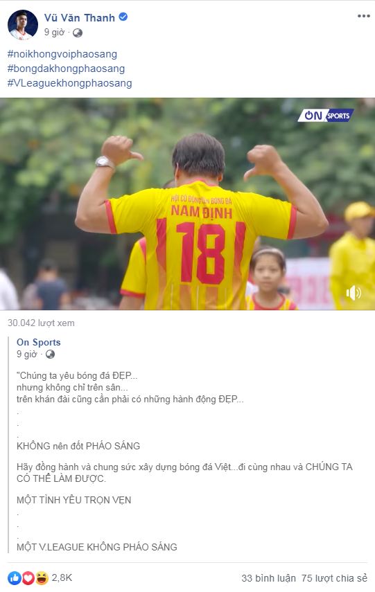 Tin tức bóng đá 12/9: Cầu thủ Việt Nam kêu gọi 'Nói không với pháo sáng' 3