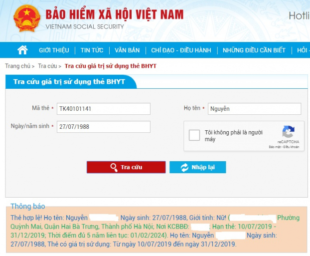   Tra cứu trên website BHXH Việt Nam.  