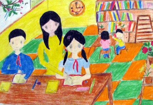 Những bức tranh vẽ về thầy cô giáo đẹp và ý nghĩa nhân ngày 20/11 13