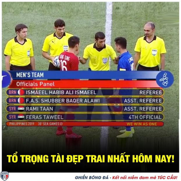   Tổ trọng tài được cộng đồng mạng yêu quý khi đã cho Việt Nam được thực hiện lại quả đá phạt sau khi thủ môn Thái Lan phạm lỗi (Ảnh: Ghiền bóng đá)  