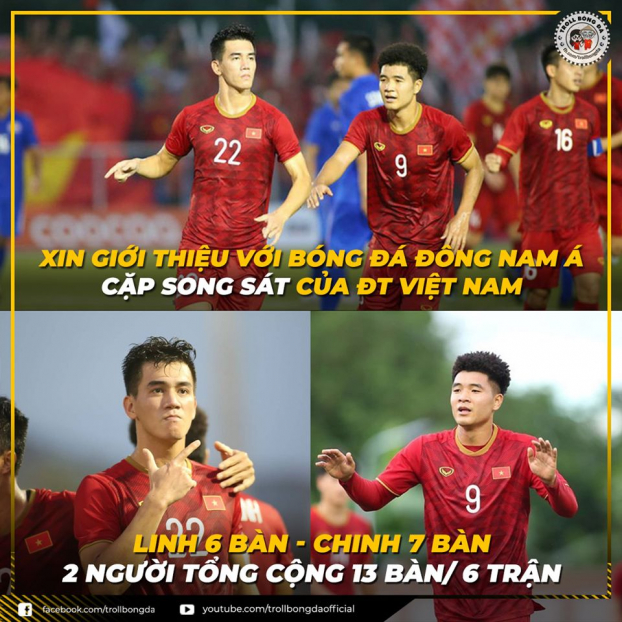   Tiến Linh - Đức Chinh, cặp song sát của ĐT Việt Nam (Ảnh: Troll bóng đá)  