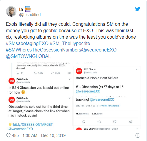 Không thể mua được album Obsession, fan phẫn nộ chỉ trích: 'SM đang hủy hoại EXO à?' 6