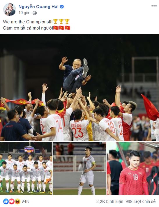 Lần đầu giành Huy chương Vàng SEA Games, cầu thủ U22 Việt Nam đăng gì trên MXH? 1