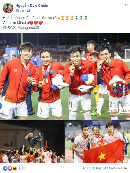 Lần đầu giành Huy chương Vàng SEA Games, cầu thủ U22 Việt Nam đăng gì trên MXH? 11
