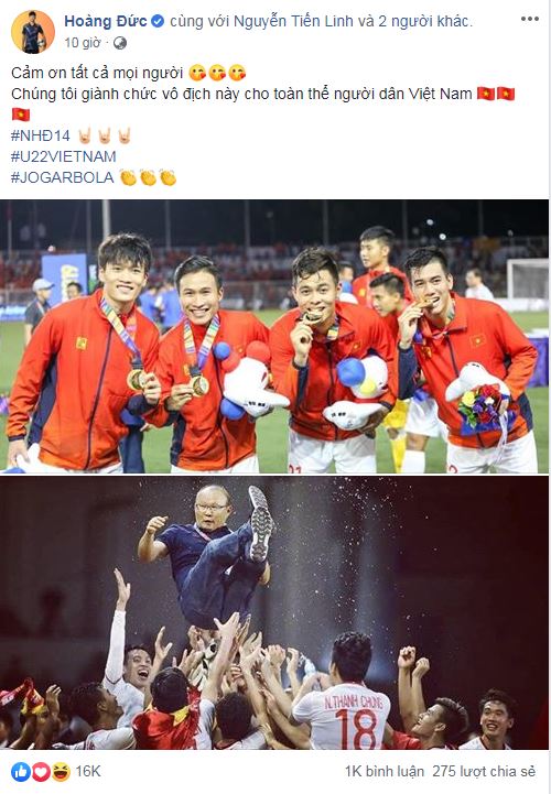 Lần đầu giành Huy chương Vàng SEA Games, cầu thủ U22 Việt Nam đăng gì trên MXH? 12