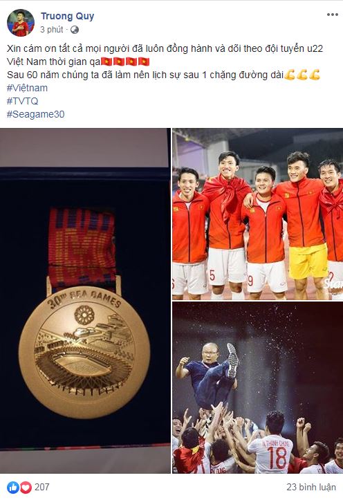 Lần đầu giành Huy chương Vàng SEA Games, cầu thủ U22 Việt Nam đăng gì trên MXH? 16
