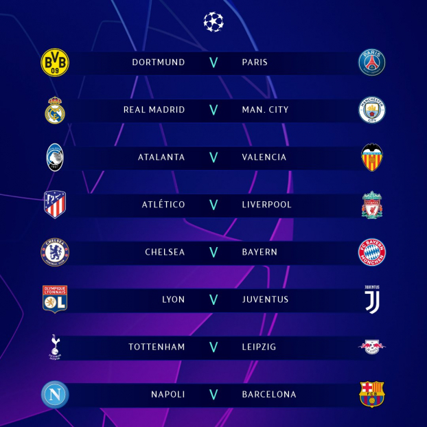 Kết quả bốc thăm vòng 1/8 cúp C1 Champions League 2019/2020 1