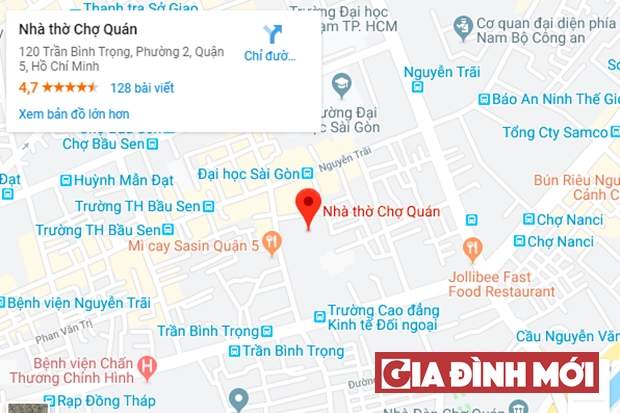   Nhà thờ Chợ Quáb nằm ở 120 Trần Bình Trọng, P.2, Q.5, TP. Hồ Chí Minh  