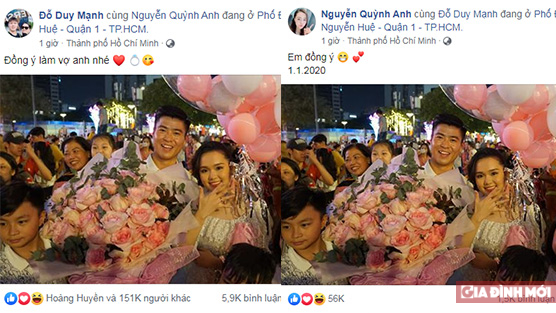   Clip trung vệ Đỗ Duy Mạnh cầu hôn bạn gái trên phố đi bộ Nguyễn Huệ ngay tối 1/1/2020  