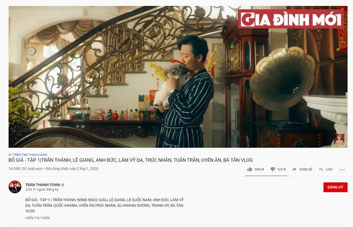   'Bố Già' Trấn Thành lên TOP 1 thịnh hành Youtube với 14 triệu lượt xem sau 3 ngày  