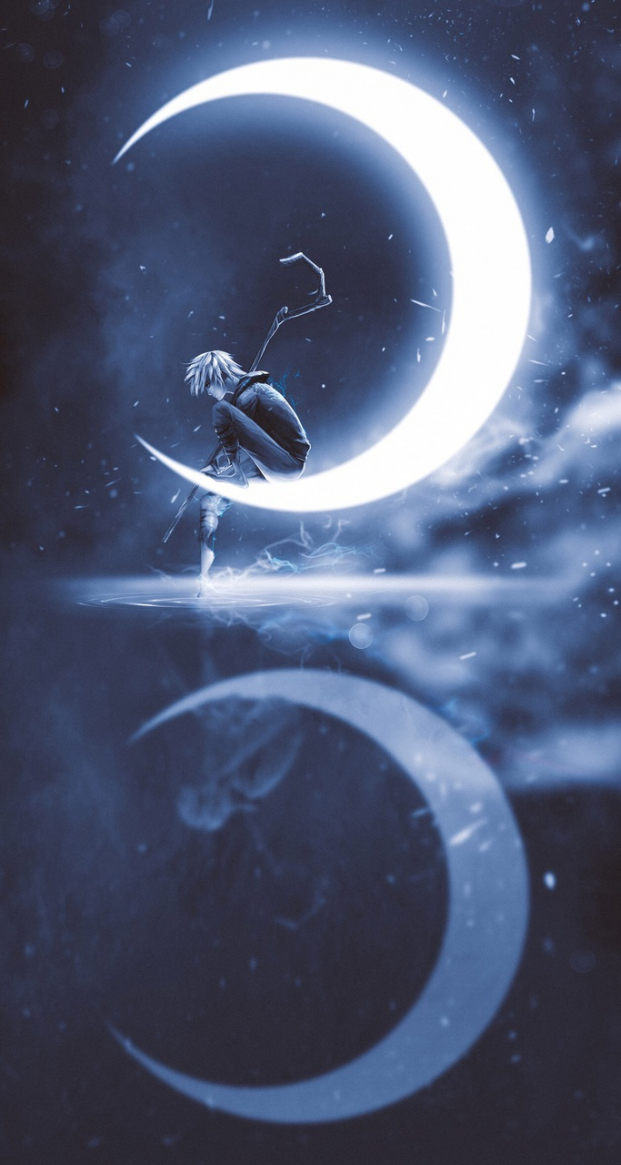   Fanart Jack Frost ngồi trên mặt trăng khuyết  
