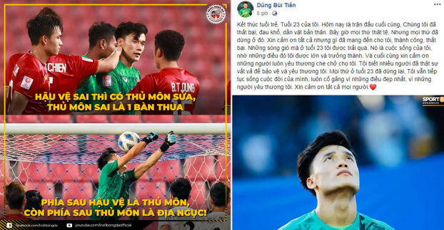   Thủ môn Bùi Tiến Dũng nói gì sau sai lầm đáng tiếc trận U23 Việt Nam vs U23 Triều Tiên? (Ảnh: Troll Bóng Đá, FBNV)  