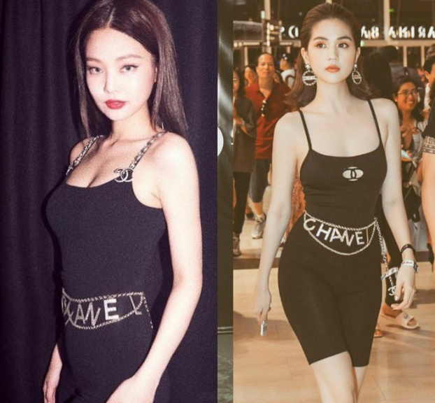   Ngọc Trinh cũng có cuộc đụng độ bất phân thắng bại với “cây Chanel sống” Jennie. Cả 2 chứng tỏ vẻ ngoài gợi cảm trong set đồ ôm trọn body bốc lửa của thương hiệu Chanel.  