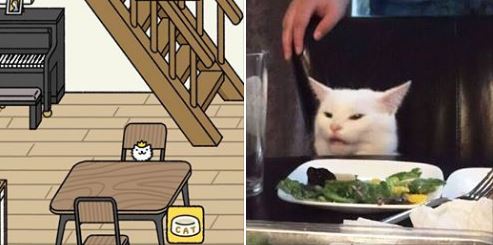   Chú mèo trong game được soi giống một meme nổi tiếng trên mạng xã hội  