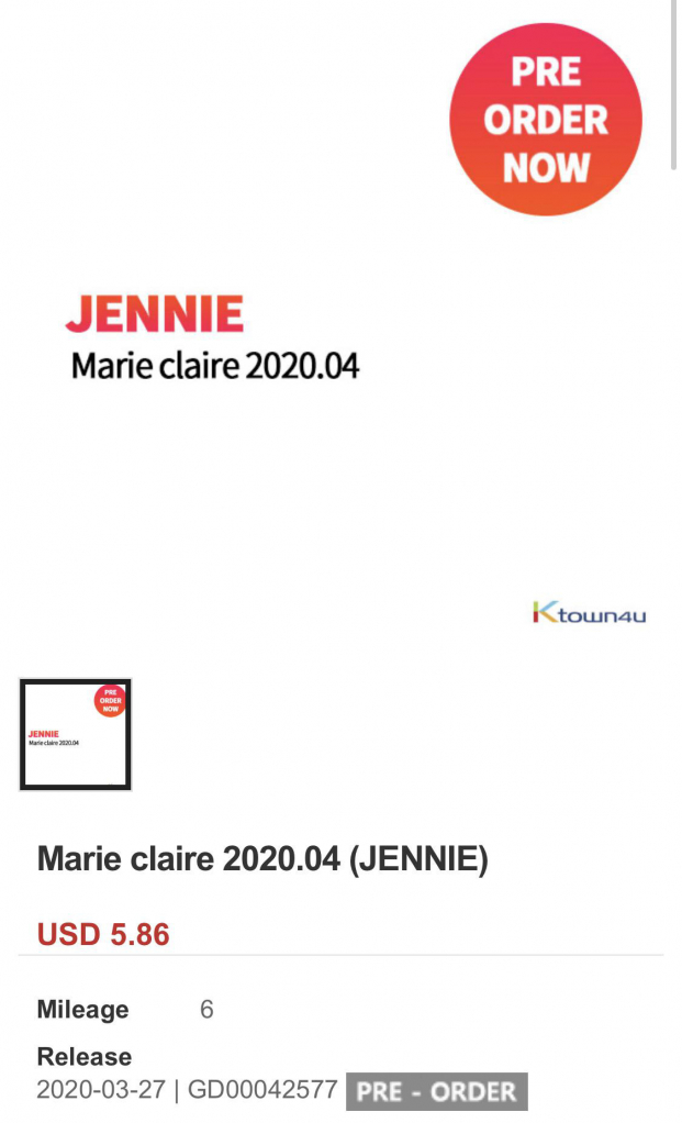   Mới đây, Marie Claire vừa nhá hàng tạp chí số ra tháng 4 với sự xuất hiện của Jennie.  