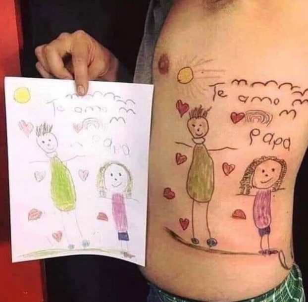   Con gái qua đời vì tai nạn, người cha xăm hình bức tranh cuối cùng con tặng cùng dòng chữ 'Con yêu cha: bằng tiếng Tây Ban Nha  