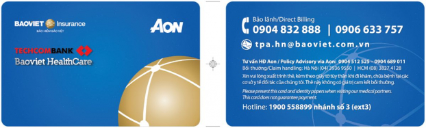   Thẻ bảo lãnh bảo hiểm sức khỏe Aon Care tại Bảo Việt  