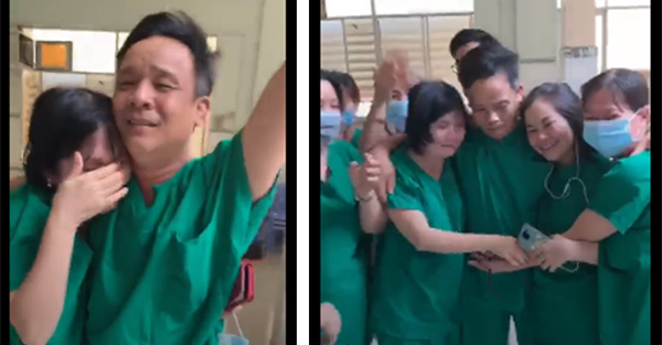   Xúc động hình ảnh các bác sĩ ôm nhau khóc nghẹn vì bệnh nhân COVID -19 có kết quả âm tính  