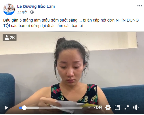   Lê Dương Bảo Lâm chia sẻ việc vợ đang bầu bí ở nhà bán hàng mà bị cướp đơn  