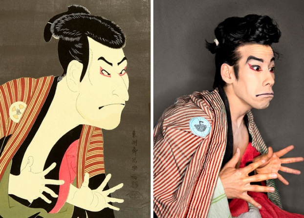   Chân dung diễn viên kịch Kabuki của Sharaku được tái hiện xuất sắc  