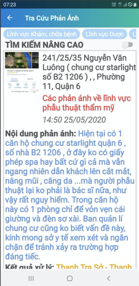   Tin nhắn phản ảnh của người dân trên ứng dụng “Y tế trực tuyến”  