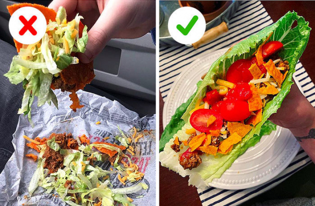  Hãy lấy một chiếc rau bắp cải lớn và đặt phần vụn của bánh crepe Mexico vào, vậy là bạn lại có thể ăn lại một cách gọn gàng  