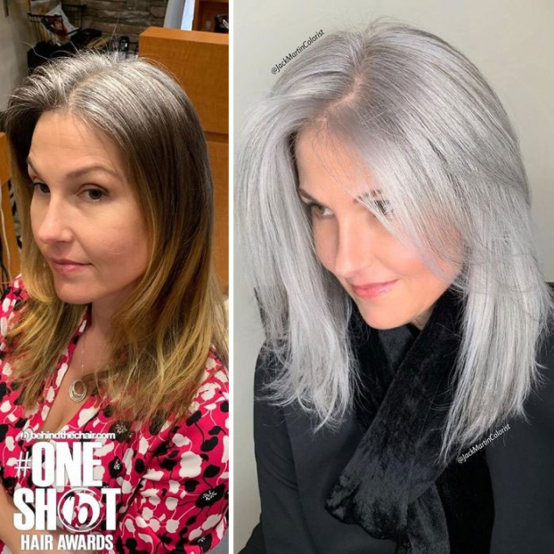 Cứ tưởng tóc bạc trông già hơn, thợ làm tóc chứng minh cho khách hàng điều ngược lại 4