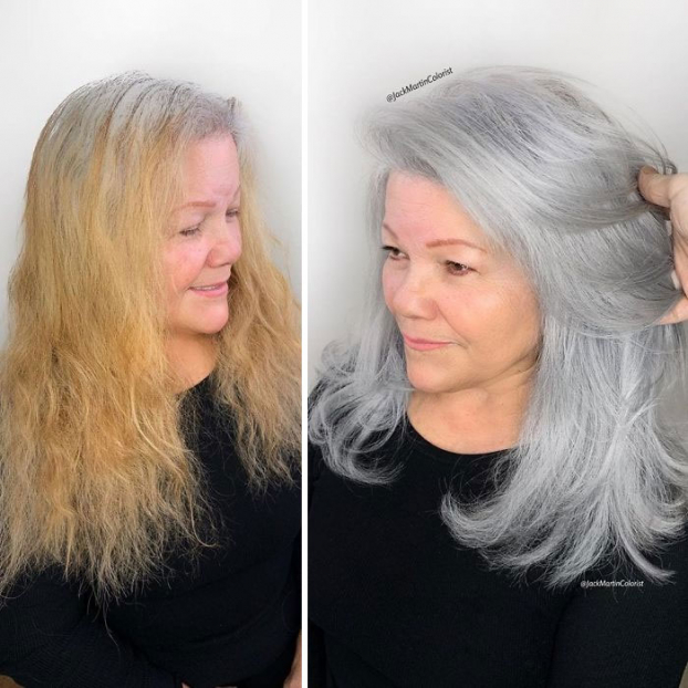Cứ tưởng tóc bạc trông già hơn, thợ làm tóc chứng minh cho khách hàng điều ngược lại 6