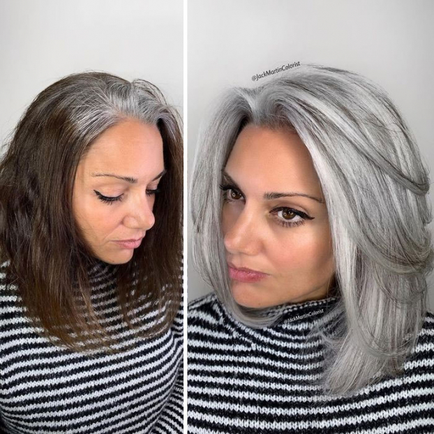Cứ tưởng tóc bạc trông già hơn, thợ làm tóc chứng minh cho khách hàng điều ngược lại 8