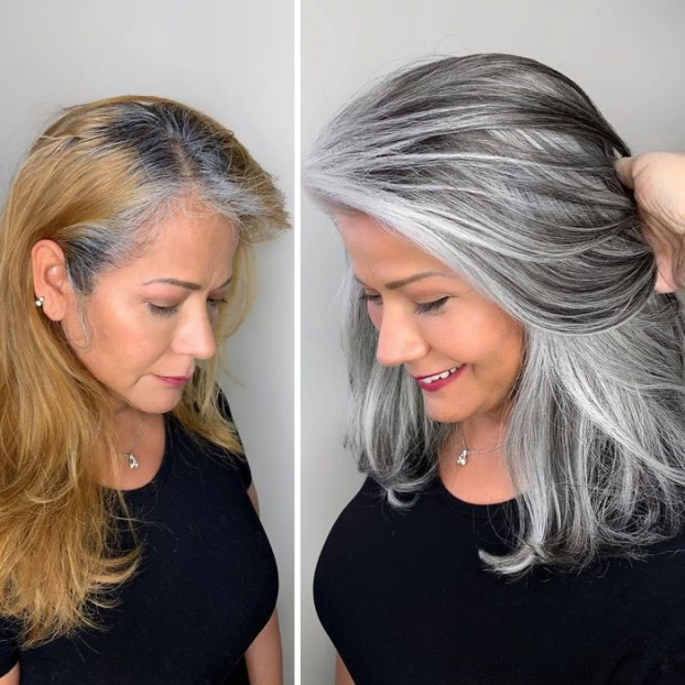 Cứ tưởng tóc bạc trông già hơn, thợ làm tóc chứng minh cho khách hàng điều ngược lại 9